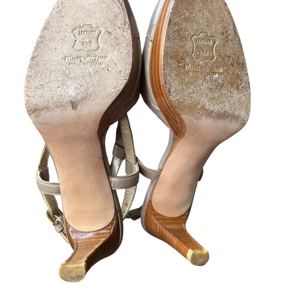 💎 Vintage Stuart Weitzman Silver Strappy‎ Platform Heels Size 8.5 💎 - Picture 5 of 6